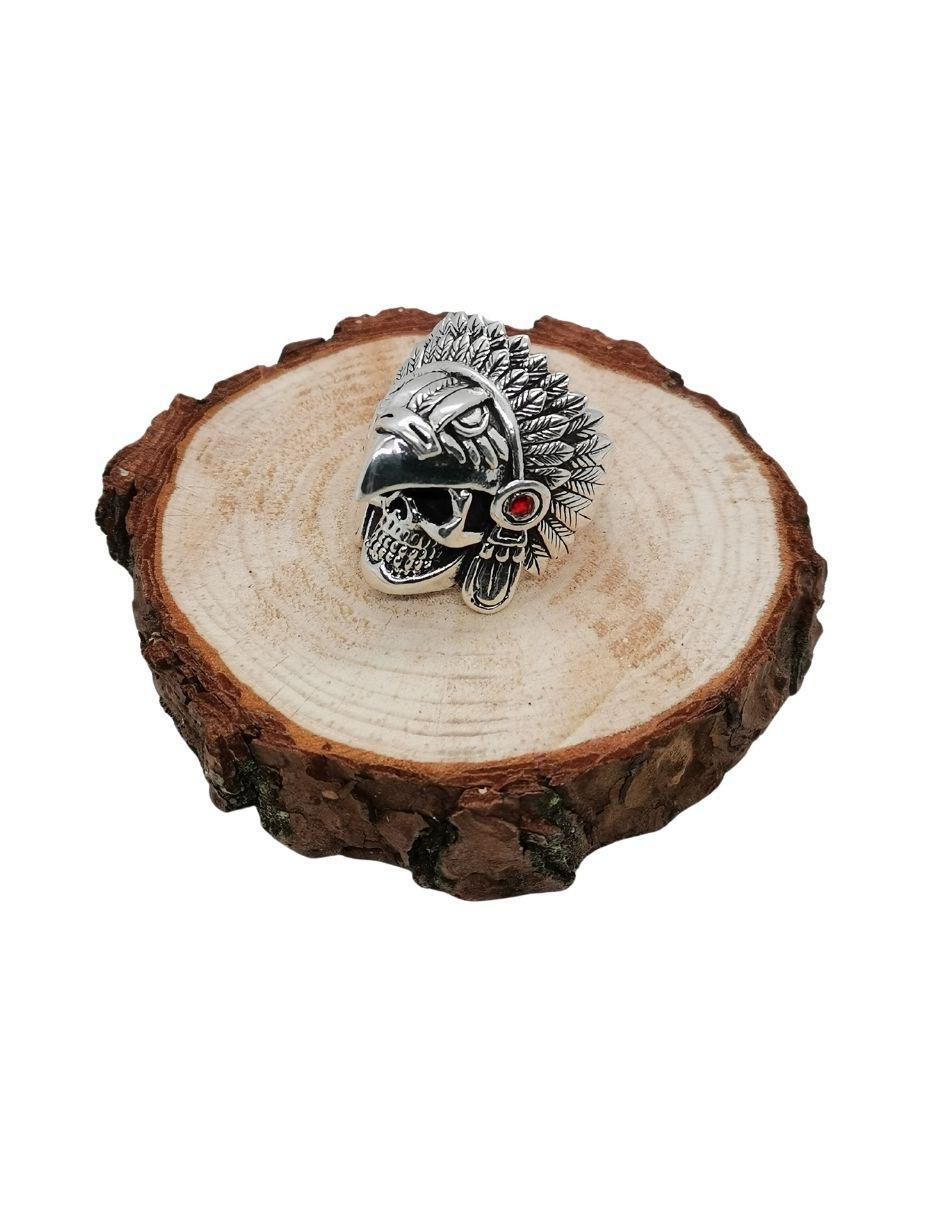 Anillo de cráneo Guerrero Águila P 925 de plata pulido 4