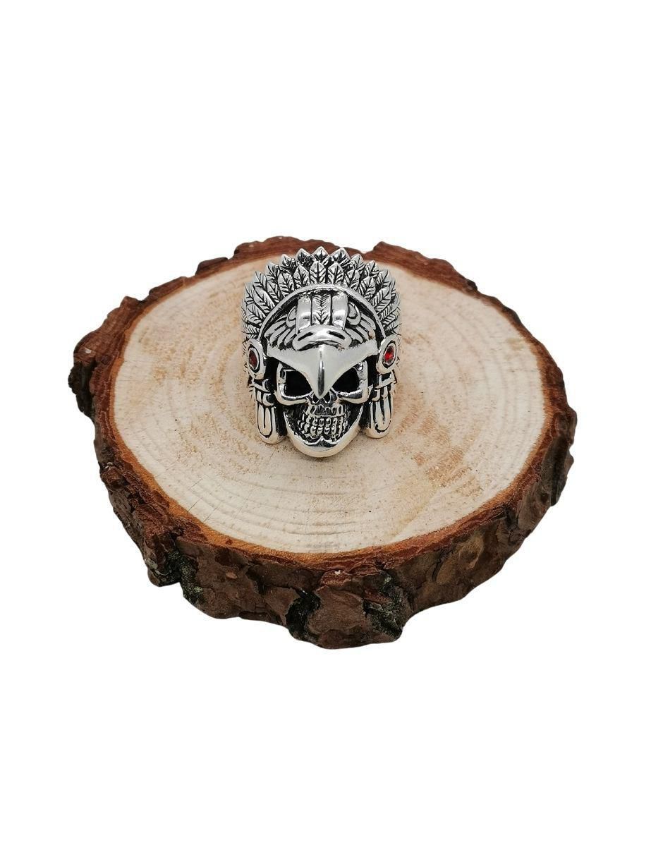 Anillo de cráneo Guerrero Águila P 925 de plata pulido 5