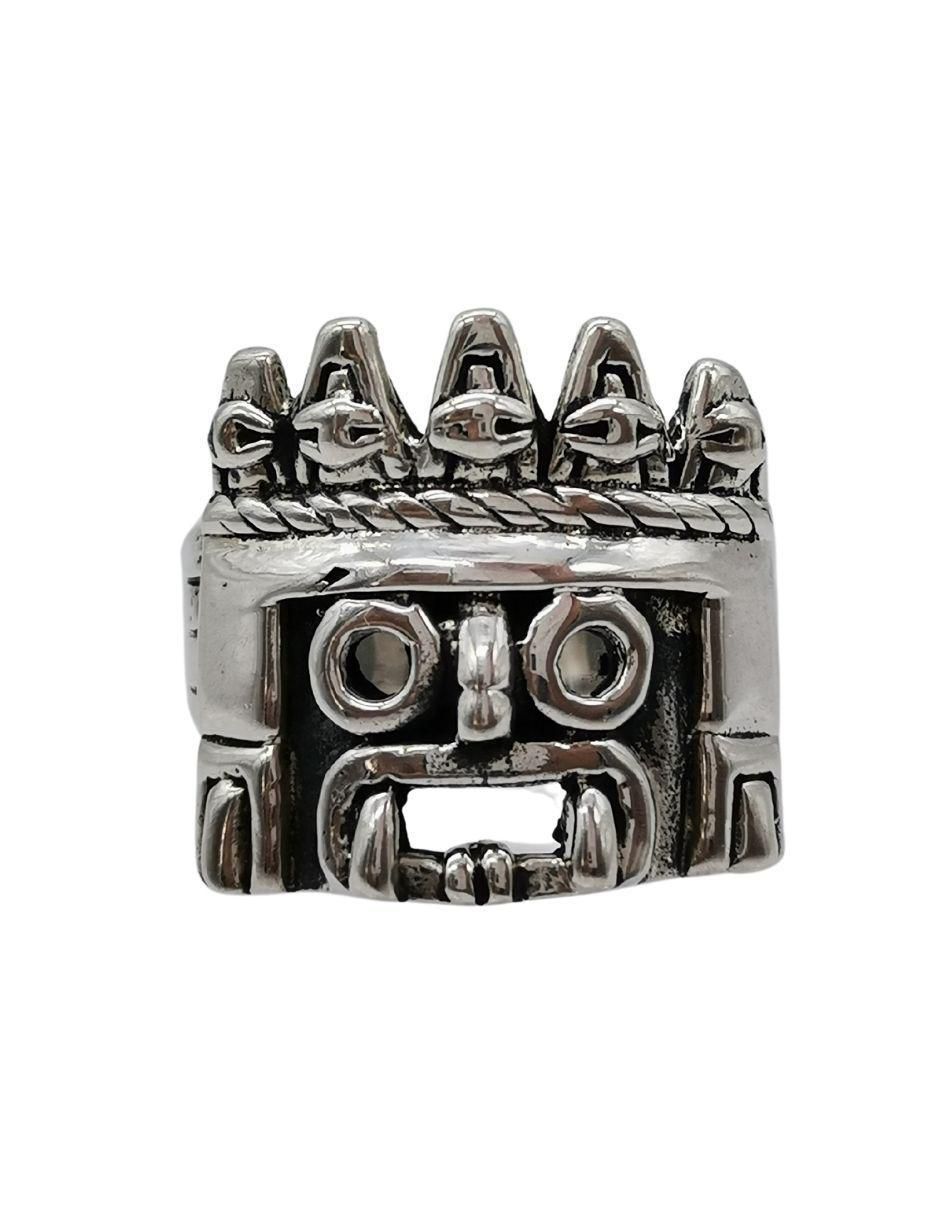Anillo rectangular Tlaloc Sencillo P 925 de plata pulido Anillo rectangular Tlaloc Sencillo P 925 de plata pulido