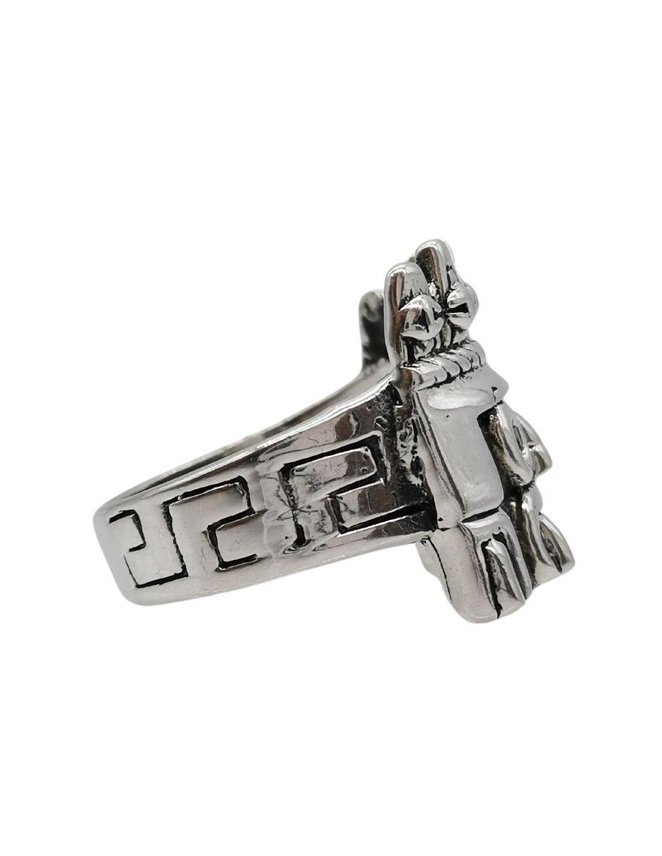 Anillo rectangular Tlaloc Sencillo P 925 de plata pulido 2