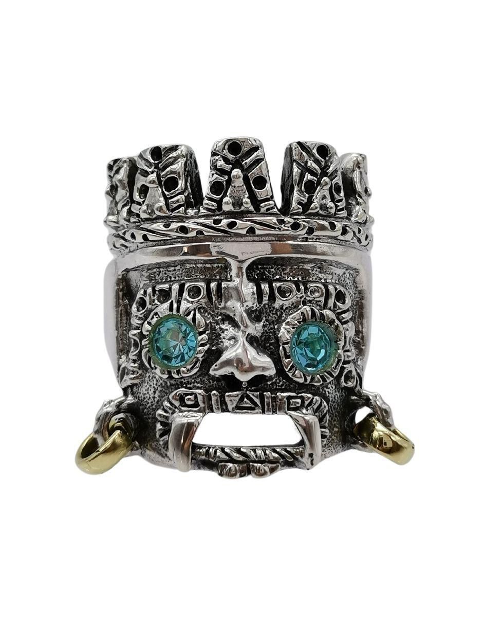 Anillo rectangular Tlaloc con Aretes P 925 de plata pulido
