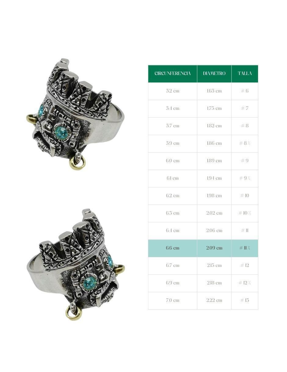 Anillo rectangular Tlaloc con Aretes P 925 de plata pulido 2