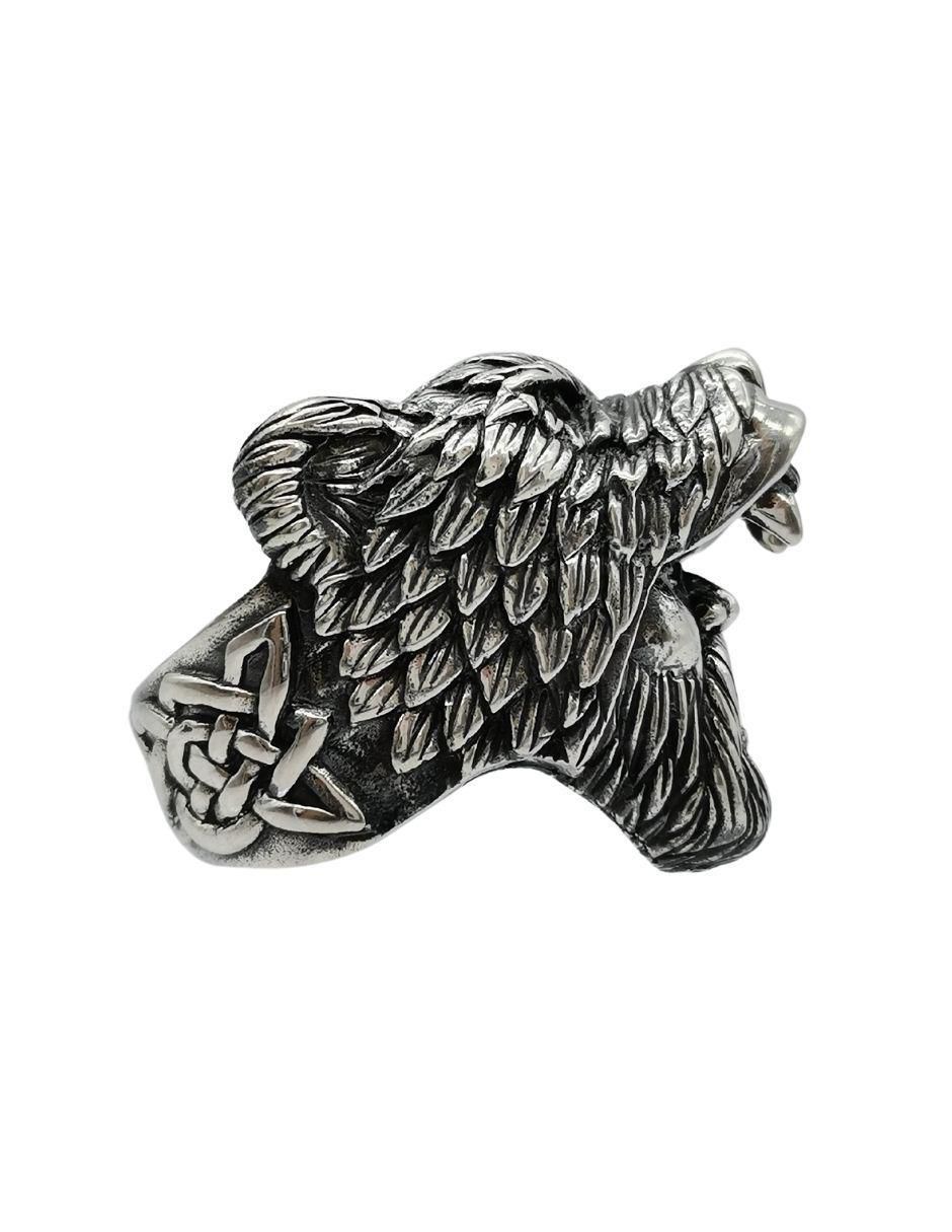 Anillo de oso Guerrero Oso Nordico P 925 de plata pulido 4
