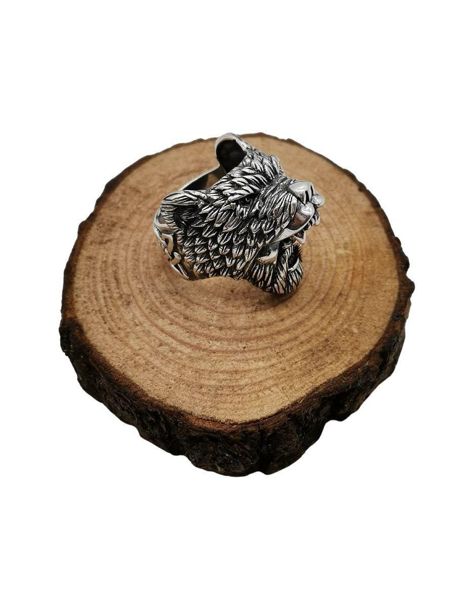 Anillo de oso Guerrero Oso Nordico P 925 de plata pulido 6