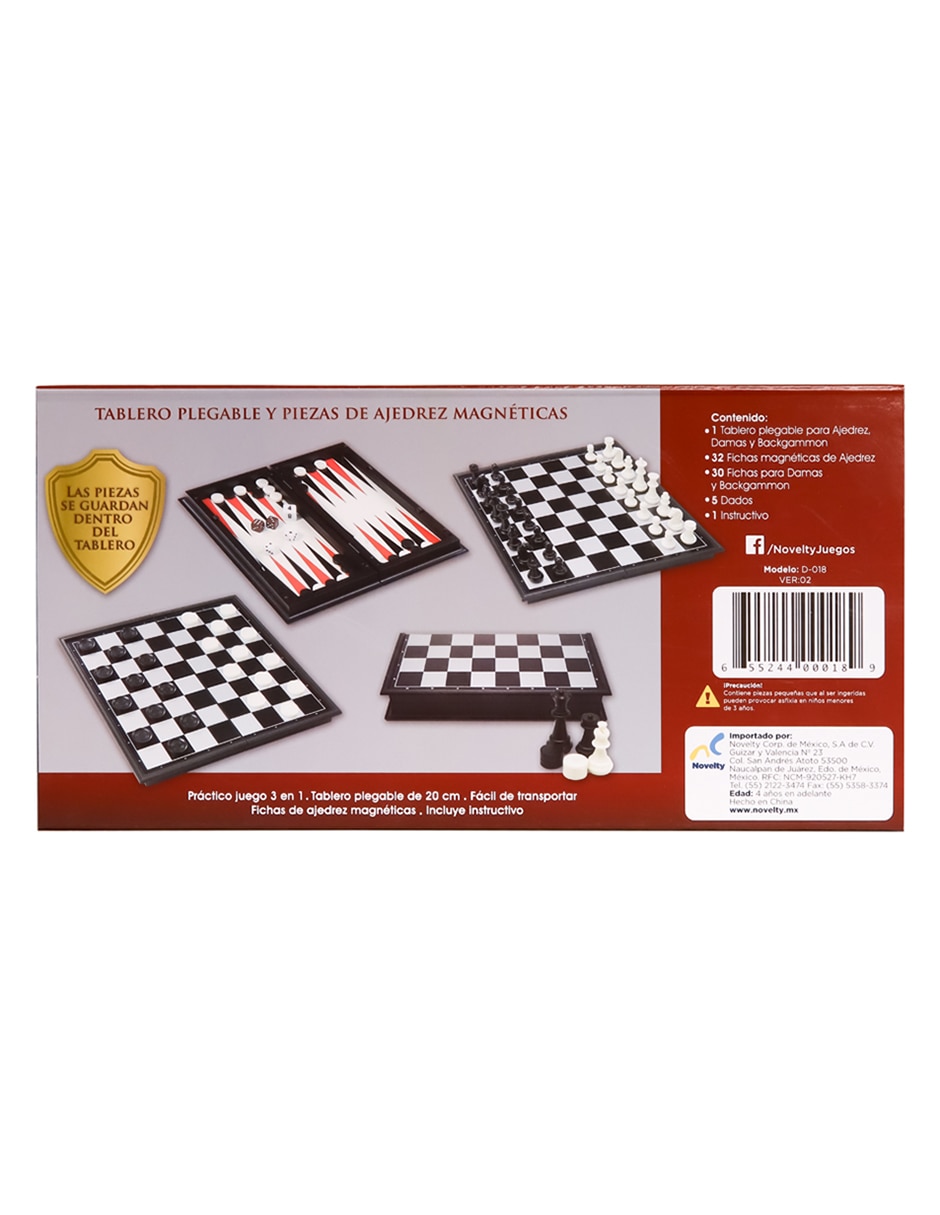 3 en 1 ajedrez, damas y backgammon 3