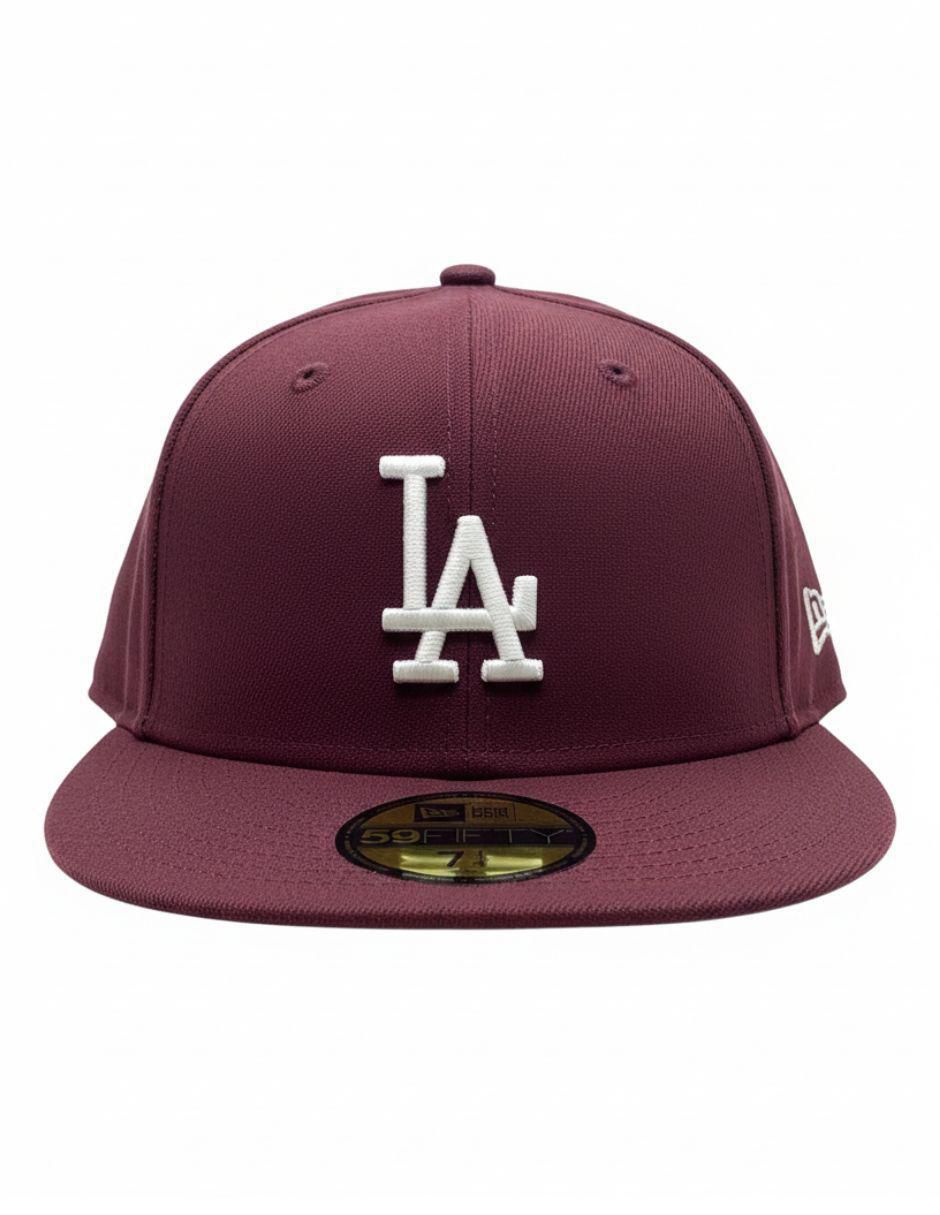 Gorra visera plana cerrada para béisbol 5950 Maroon Los Angeles Dodgers para hombre 2