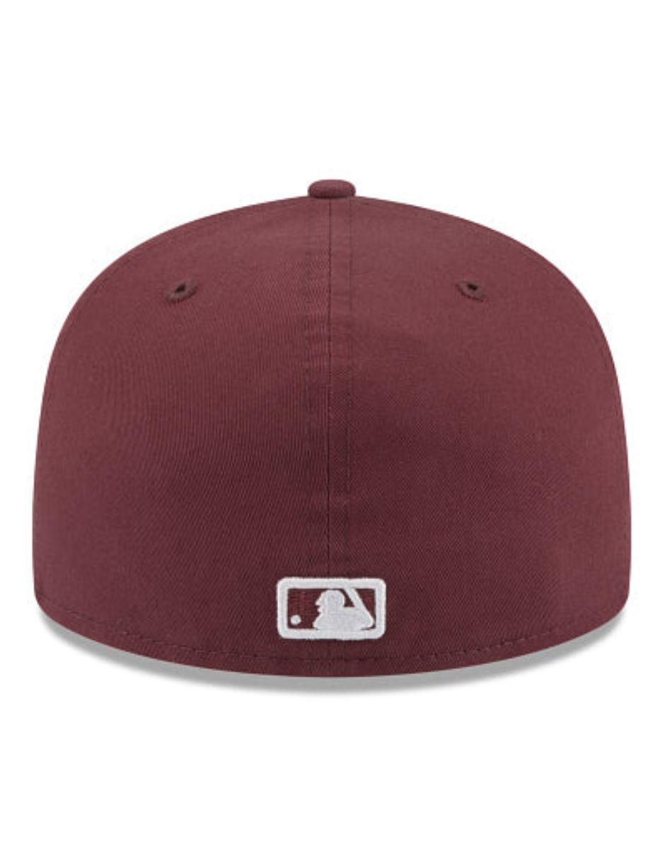 Gorra visera plana cerrada para béisbol 5950 Maroon Los Angeles Dodgers para hombre 4
