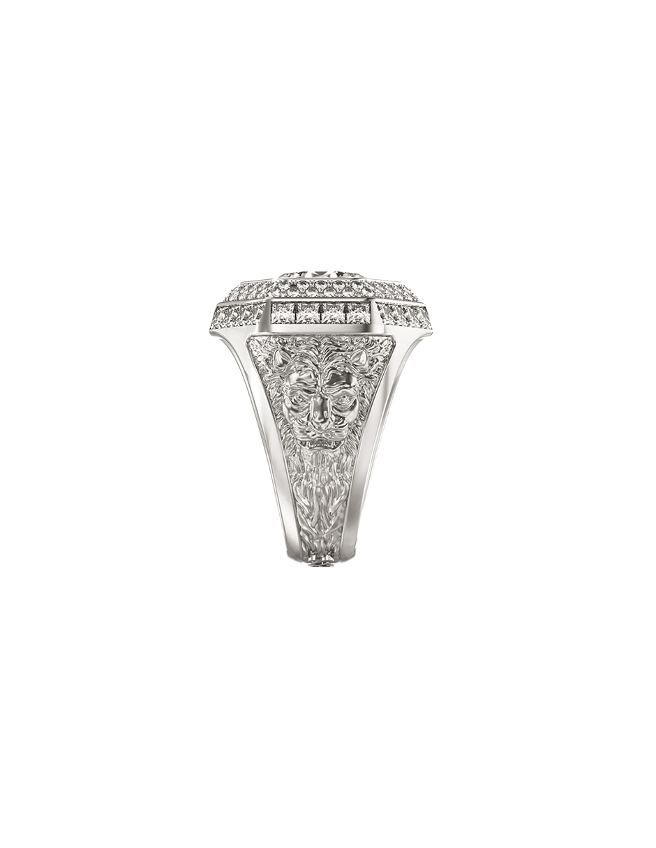 Anillo de león cristal acabado pavé 3