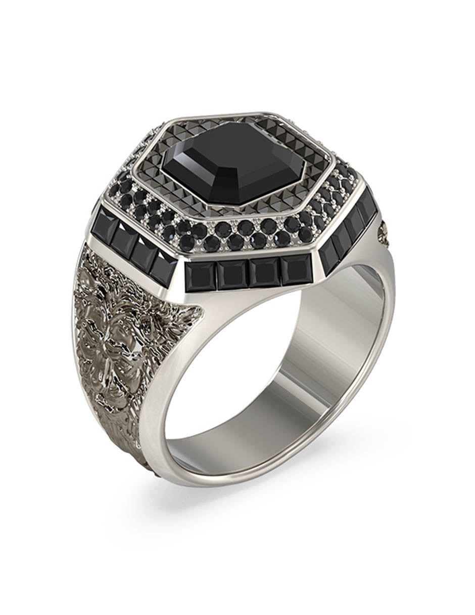 Anillo de hexágono pavé